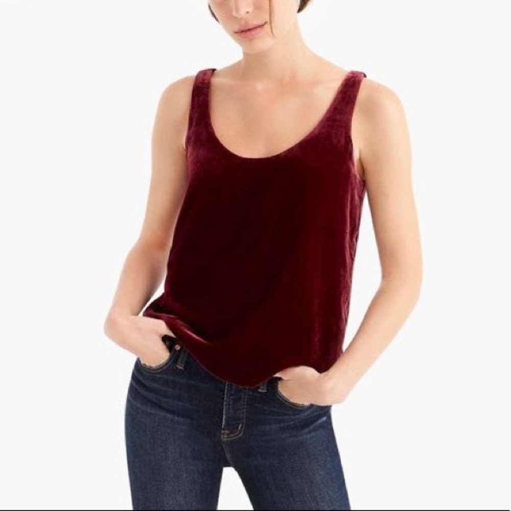 J.Crew Velvet Tank Top Burgundy